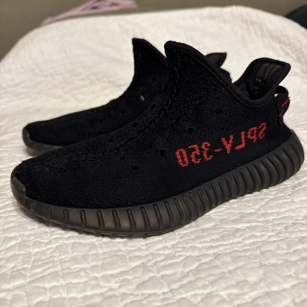 Yeezy Black Red Athletic Shoes